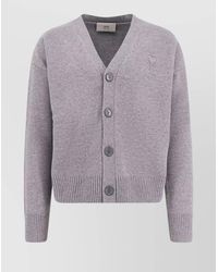Ami Paris - Wool And Cashmere V-Neck Fine-Knit Cardigan - Lyst
