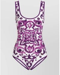 Dolce & Gabbana - Majolica Print One Piece Swimsuit - Lyst