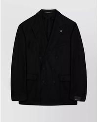 Tagliatore - Wool Double Breasted Jacket With Notch Lapel - Lyst