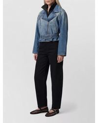 Alaïa - Denim Cropped Biker Jacket - Lyst
