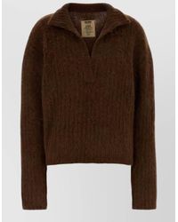 Uma Wang - Alpaca Blend Ribbed V-Neck Sweater - Lyst