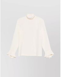 Alberto Biani - Bell Sleeves High Neck Ruffled Cuffs - Lyst