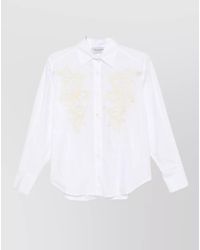 ERMANNO FIRENZE - Cotton Shirt Embroidered Collared Neck Long Sleeves - Lyst