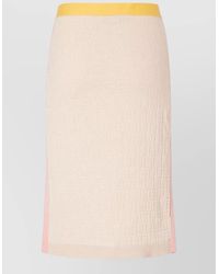 Fendi - Knee Length Midi Skirt Textured Panels Waistband - Lyst