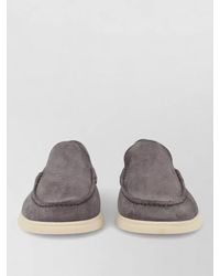BOSS - Suede Slippers Round Toe Rubber Sole - Lyst