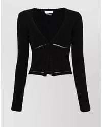 Blumarine - Knit V-Neck Cropped Cardigan - Lyst