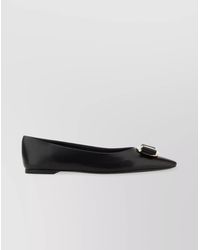 Ferragamo - Leather Pointed-Toe Ballerina Shoes - Lyst