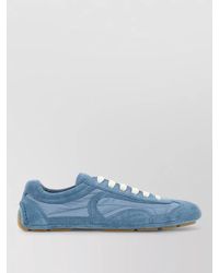 Prada - Suede Leather And Fabric Low-Top Sneakers - Lyst