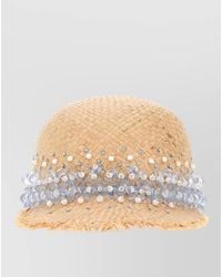 Prada - Rafia Baseball Cap Embellished Frayed Brim - Lyst