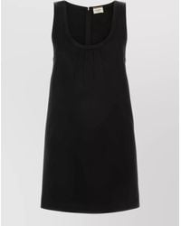 Saint Laurent - Satin Mini Dress Scoop Neck Sleeveless - Lyst