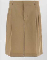 Ami Paris - Wool Bermuda Shorts Belt Loops Pleats - Lyst