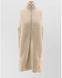 MM6 by Maison Martin Margiela - Distressed Effect Sleeveless Long Wool Blend Cardigan - Lyst