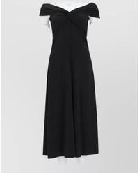 Michael Kors - Off Shoulder Midi Dress Ruched Detailing - Lyst