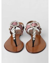 Dolce & Gabbana - Leather Crystal-Embellished Slides - Lyst