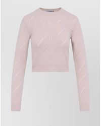 Prada - Cashmere Cropped Perforated Diamond Knit Jumper - Lyst