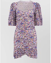 Isabel Marant - Organic Cotton Draped 3/4 Sleeve Mini Dress - Lyst
