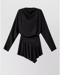 Isabel Marant - Dress Asymmetric Hem Draped Neckline Satin - Lyst
