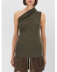 Rick Owens - Asymmetric One-Shoulder Ribbed Knit Top - Lyst