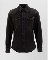Dolce & Gabbana - Denim Shirt With Stretch And Distressed Effect - Lyst