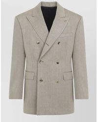 Celine - Colonne Wool Jacket Peak Lapels - Lyst