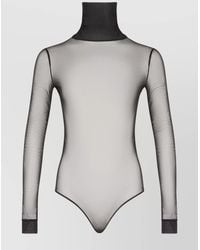 Maison Margiela - Transparent Bodysuit With High Neck And Long Sleeves - Lyst