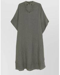 120% Lino - Linen Kaftan Dress Knee Length V Neckline - Lyst