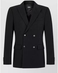 BOSS - Virgin Wool Double-Breasted Tuxedo Jacket - Lyst