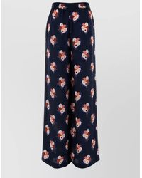 Fendi - Silk Printed Wide-Leg Trousers - Lyst