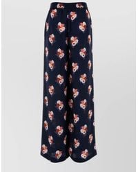 Fendi - Silk Wide Leg Trousers Floral Motif - Lyst