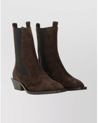 Aeyde - Suede Block Heel Boots With Elastic Panels - Lyst
