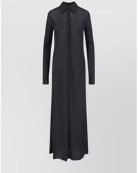 Jil Sander - Sheer Fabric Knee Length Dress With Cuffed Sleeves - Lyst