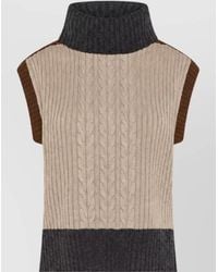 SEVENTY VENEZIA - Cable-Knit Ribbed Wool-Blend Sleeveless Jumper - Lyst