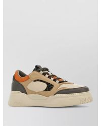 Fendi - Leather Paneled Low-Top Sneakers - Lyst