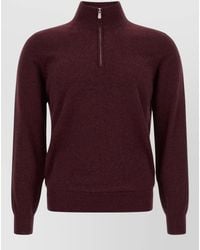 Brunello Cucinelli - Cashmere Half Zip High Neck Sweater - Lyst