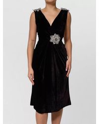 Dolce & Gabbana - Velvet Floral Embellished Dress - Lyst