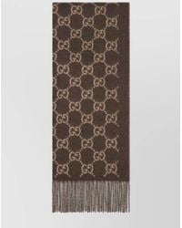 Gucci - Cashmere Fringed Logo-Pattern Scarf - Lyst