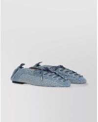 Ganni - Denim Lace-Up Ballerina Shoes - Lyst