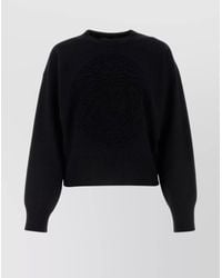 Versace - Oversized Wool Blend Sweater With Embroidered Detail - Lyst