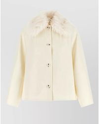 Loulou de Saison - Cashmere Blend Faux Fur Collar Jacket - Lyst