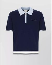 CASABLANCA - Wool Polo Shirt With Contrasting Collar And Ribbed Trims - Lyst