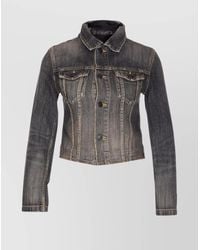Balenciaga - Denim Cropped Lace Up Jacket - Lyst