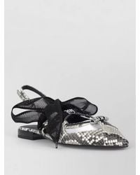Pinko - Ballerina Flats Bow Mesh Pointed Toe Slingback - Lyst