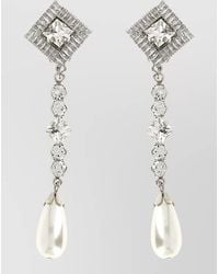 Alessandra Rich - Square Gemstone Crystal Drop Earrings - Lyst