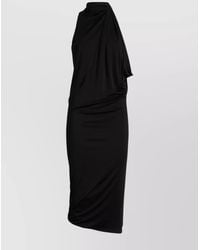 Versace - Viscose Draped Cutout Halterneck Midi Dress - Lyst