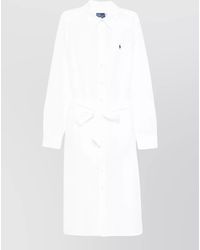Polo Ralph Lauren - Cotton Linen Long Sleeve Shirt Midi Dress - Lyst