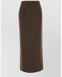Jil Sander - Stretch Wool Blend Skirt High Waist Slit - Lyst