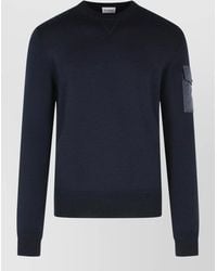 Moncler - Tricot Virgin Wool Sweatshirt Ribbed Cuffs Hem - Lyst