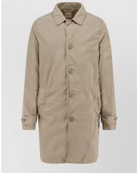 Aspesi - Long Rain Jacket Buttoned Cuffs Collar Pockets - Lyst