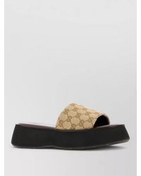 Gucci - Canvas Platform Slide Sandals - Lyst