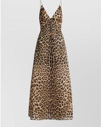 Alberta Ferretti - Animal Print Maxi Dress Spaghetti Straps Neckline - Lyst